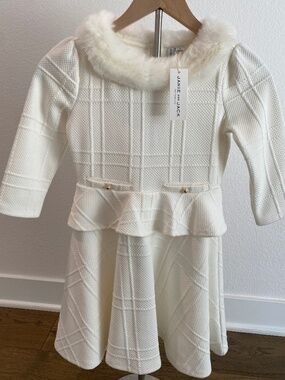 Janie and Jack White Fur Collar Dress - NWT